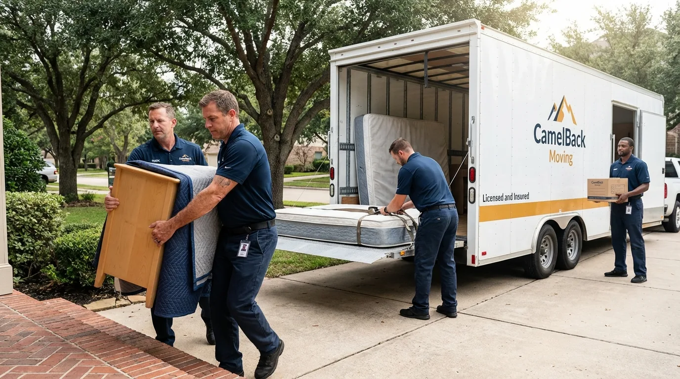 Crew loading residential truck for cross-state move from South Haven, MI